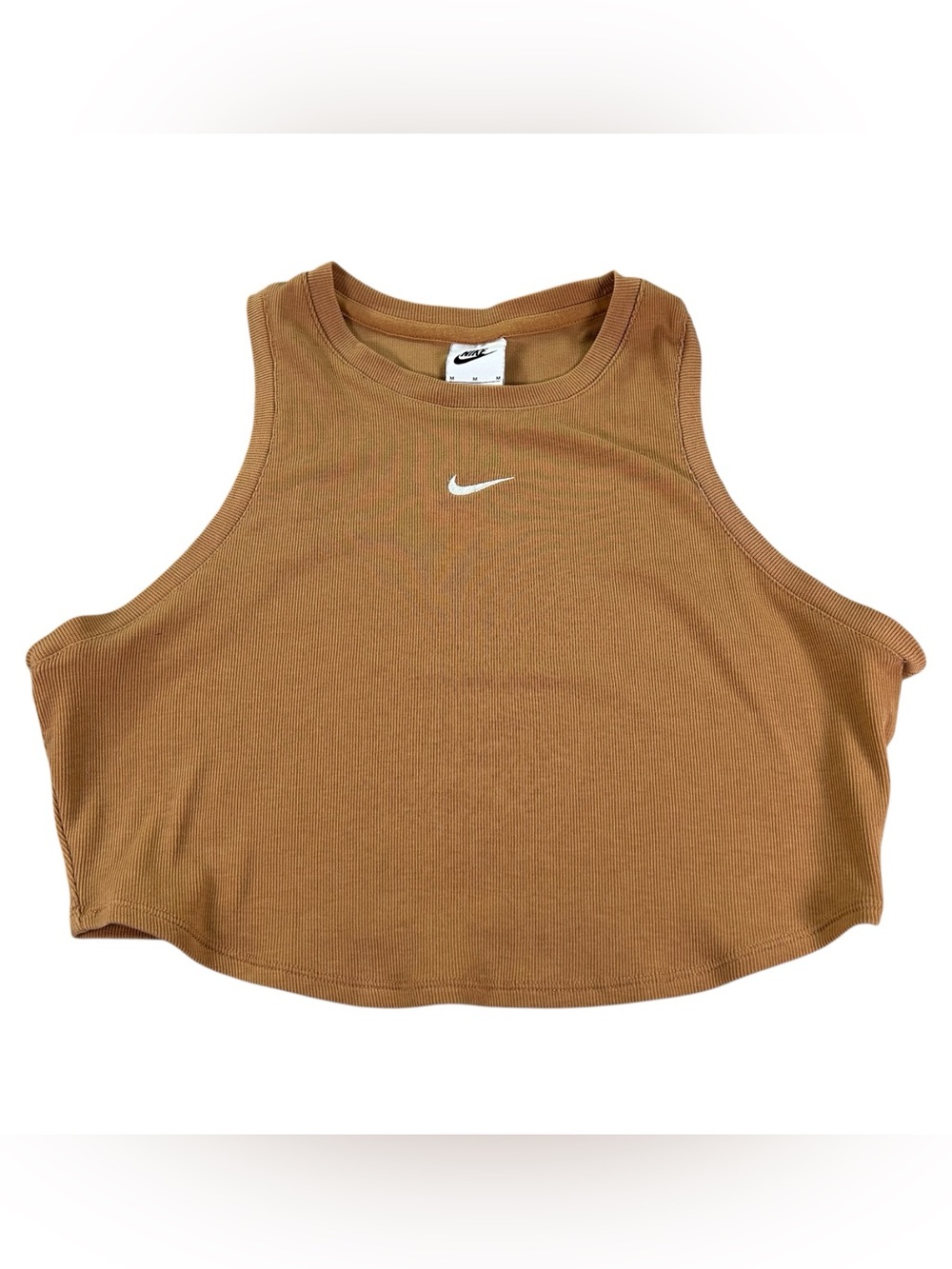 Nike Sportswear Chill Knit Ribbed Crop Tank Women’s M Caramel Brown Swoosh